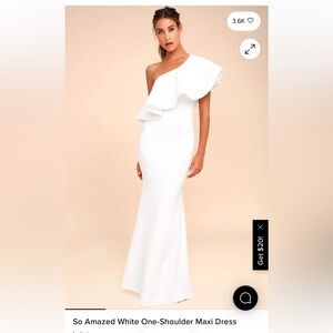 Lulus Long White One Shoulder Dress Size Small